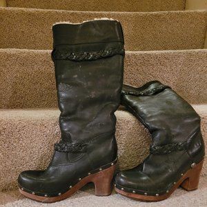 Ugg boots, knee-high black leather